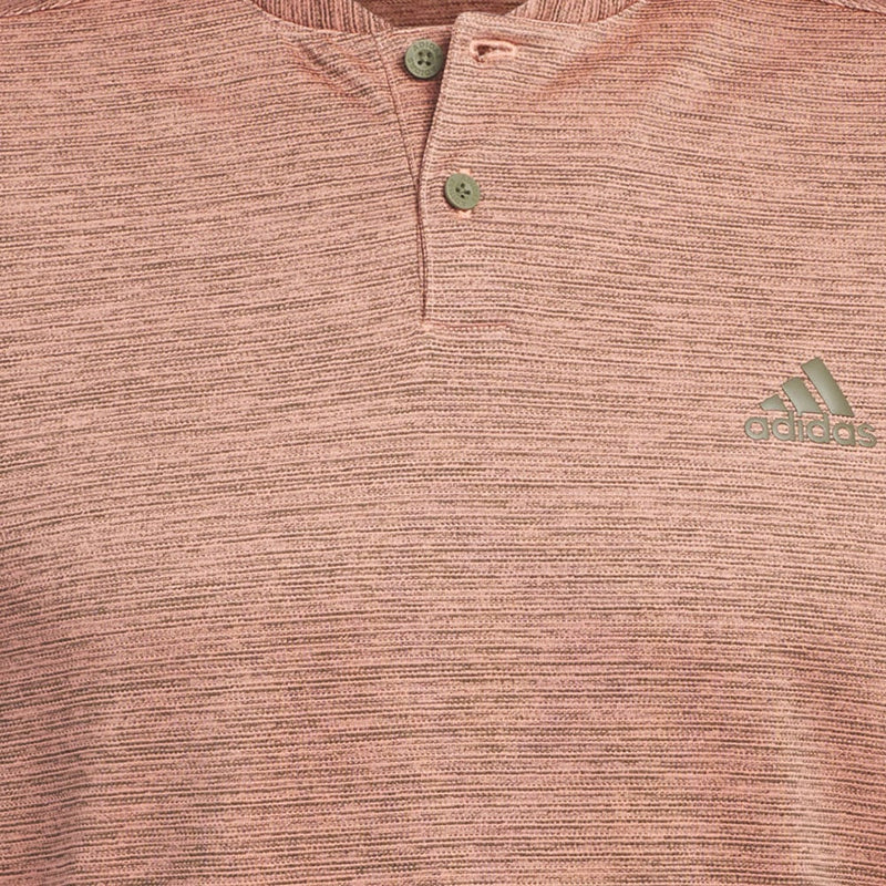 adidas Textured Stripe Polo Shirt - Olive Strata/Coral Fusion