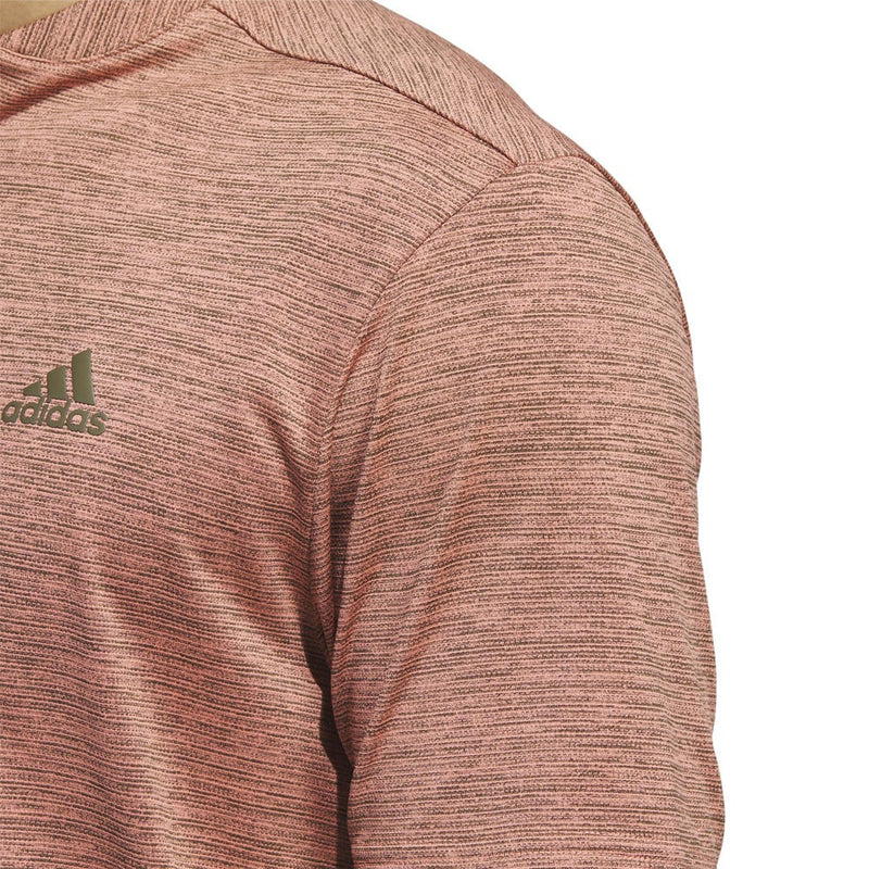 adidas Textured Stripe Polo Shirt - Olive Strata/Coral Fusion