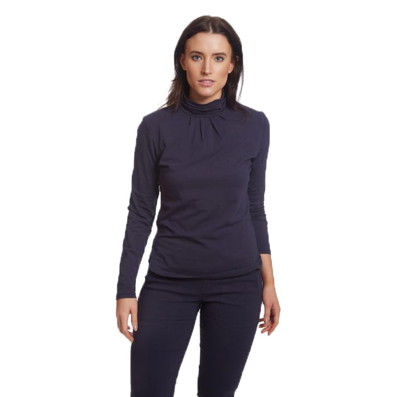 Green Lamb Regan Cotton Roll Neck Top - Navy