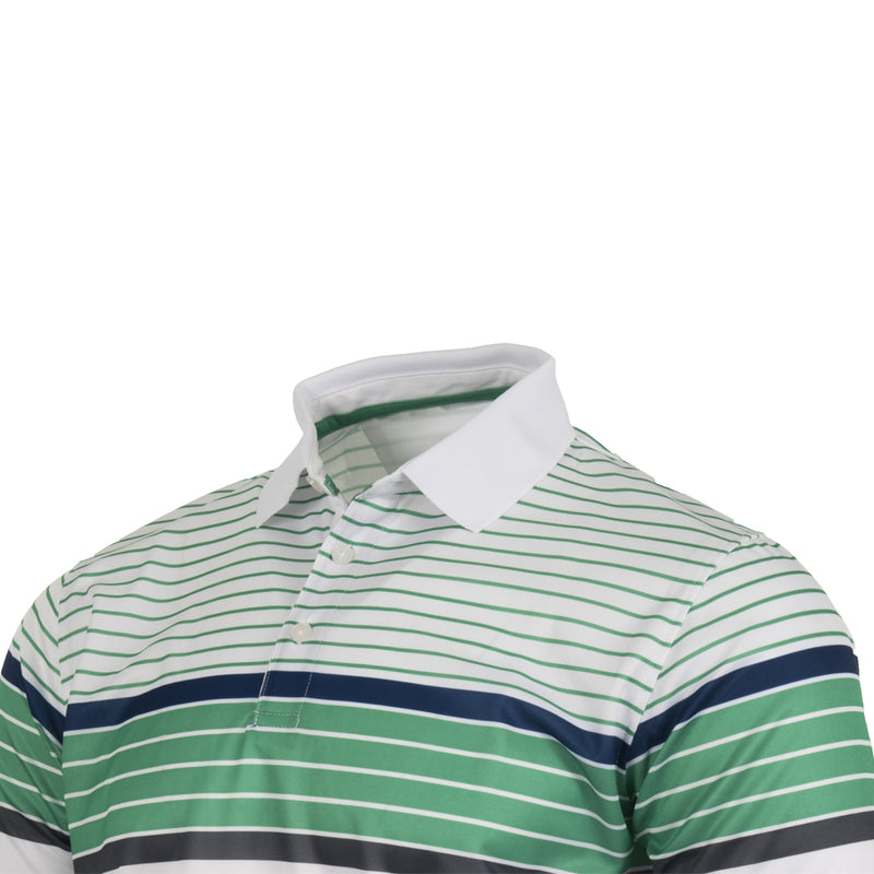 ProQuip Technical Chest Stripe Golf Polo Shirt - White/Green