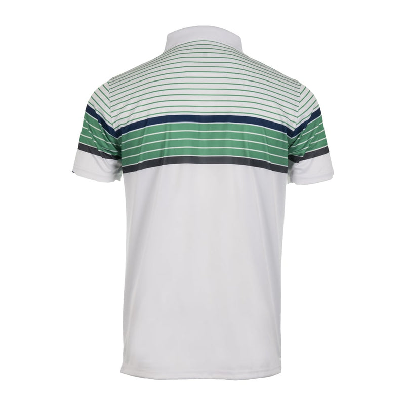 ProQuip Technical Chest Stripe Golf Polo Shirt - White/Green