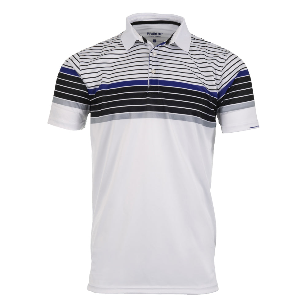 ProQuip Technical Chest Stripe Golf Polo Shirt - White/Black