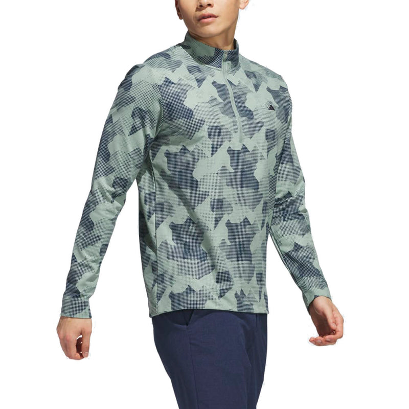 Adidas Go-To Printed 1/4 Zip Pullover - Silver Green