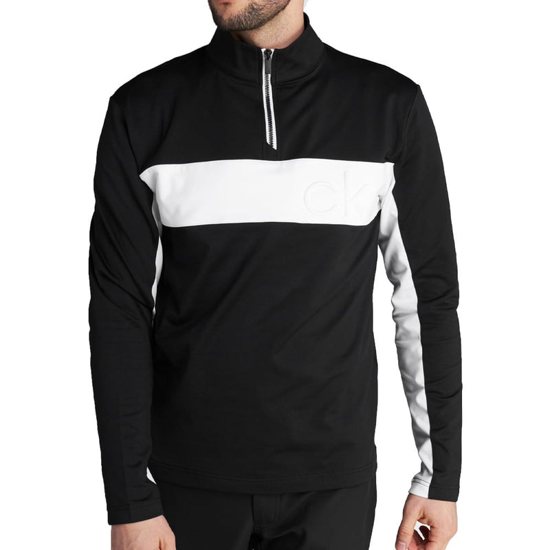 Calvin Klein Embossed Half Zip Insul-Lite Pullover - Black/White