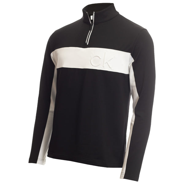 Calvin Klein Embossed Half Zip Insul-Lite Pullover - Black/White