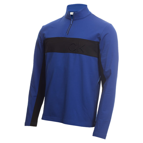 Calvin Klein Embossed Half Zip Insul-Lite Pullover - Blue/Black