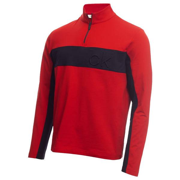 Calvin Klein Embossed Half Zip Insul-Lite Pullover - Red/Navy