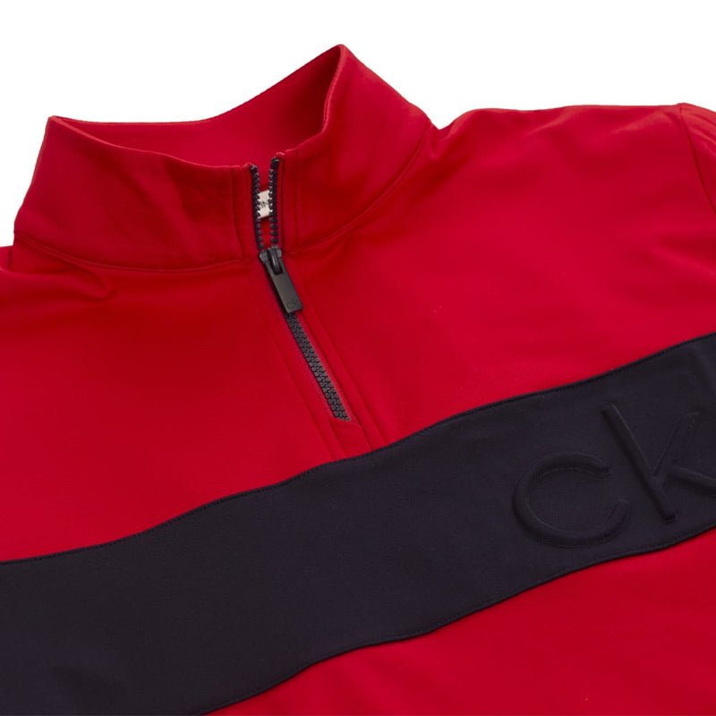 Calvin Klein Embossed Half Zip Insul-Lite Pullover - Red/Navy