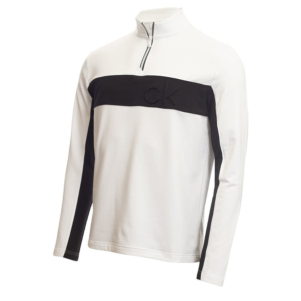 Calvin Klein Embossed Half Zip Insul-Lite Pullover - White/Black