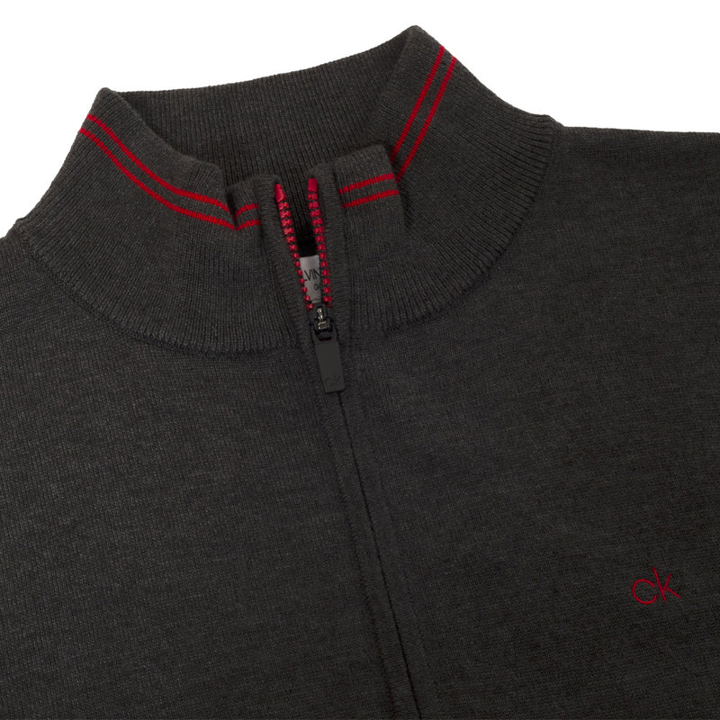 Calvin Klein Monaco Sweater - Charcoal Marl/Red