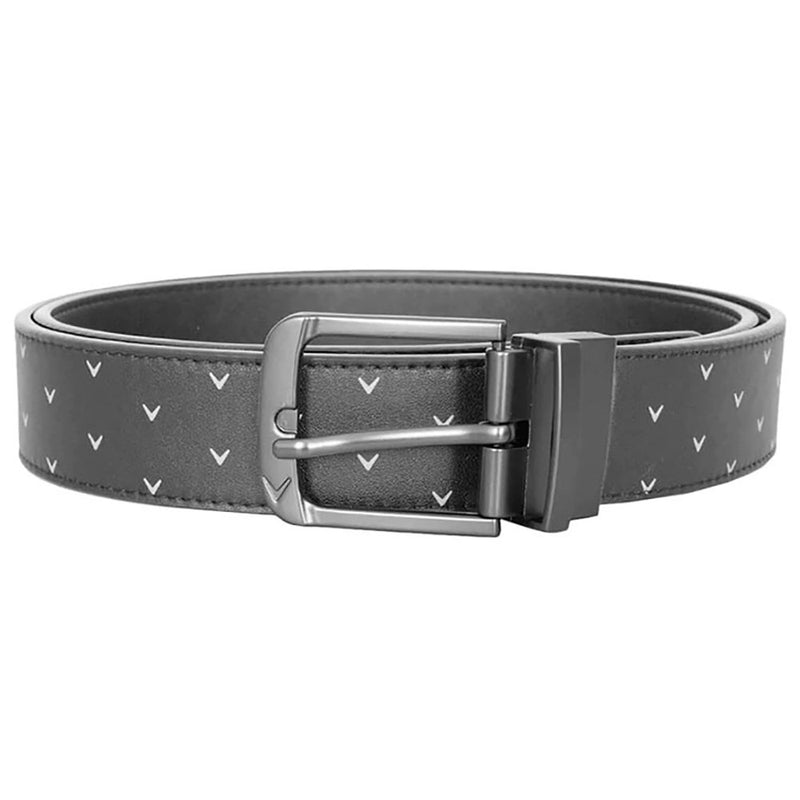 Callaway Chev Print Leather Belt - Grey