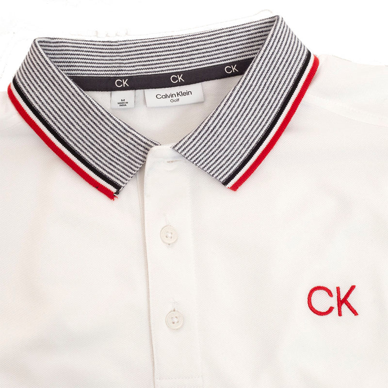 Calvin Klein Monterey Polo Shirt - White/Cardinal Red