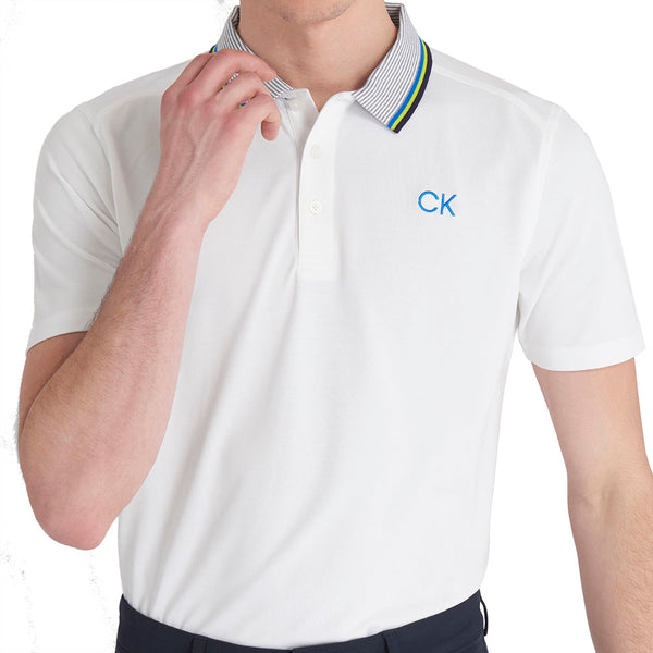 Calvin Klein Monterey Polo Shirt - White/Ocean Blue