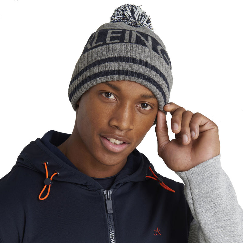 Calvin Klein Quadrant Pom Beanie - Grey Marl