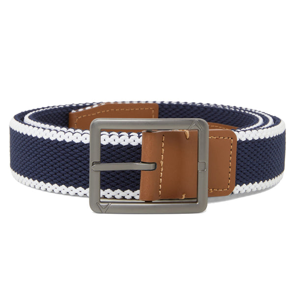 Callaway Striped Stretch Braided Belt - Bright White