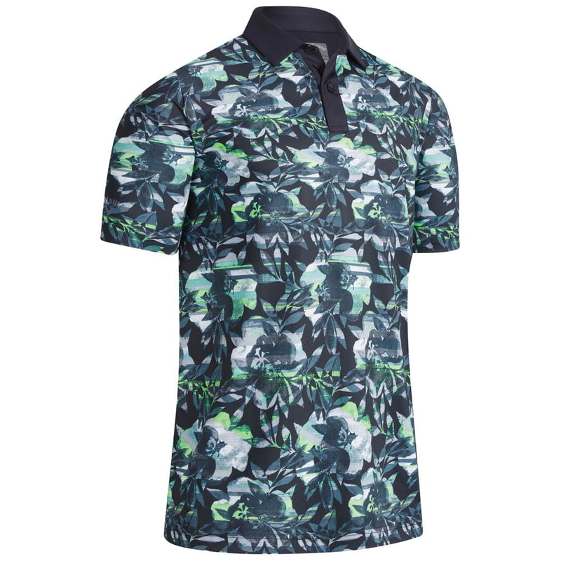 Callaway Floral Printed Polo Shirt - Caviar