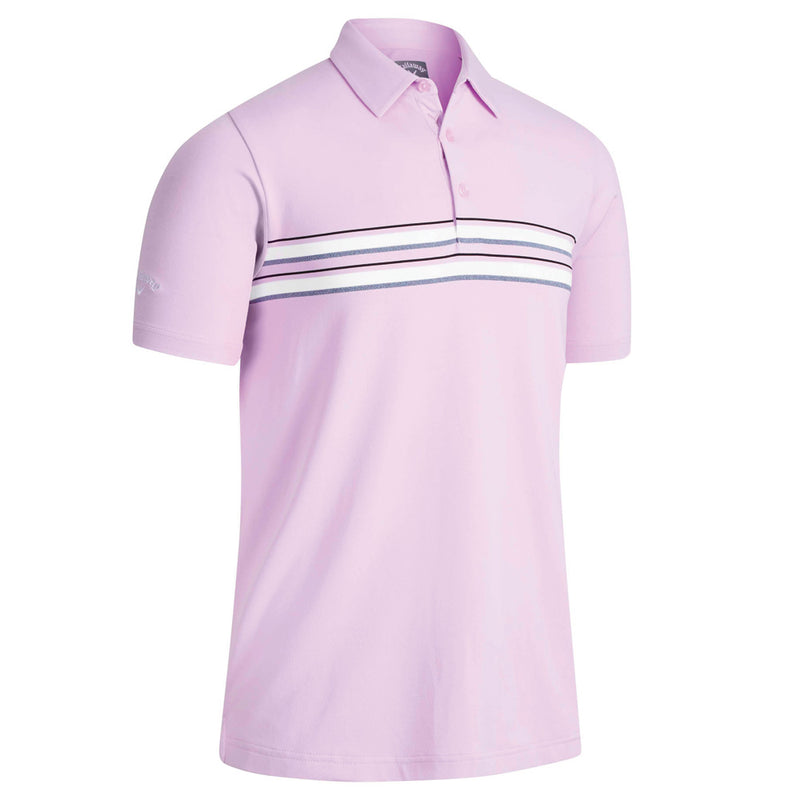 Callaway Jaspe Chest Stripe Polo Shirt - Party Pink