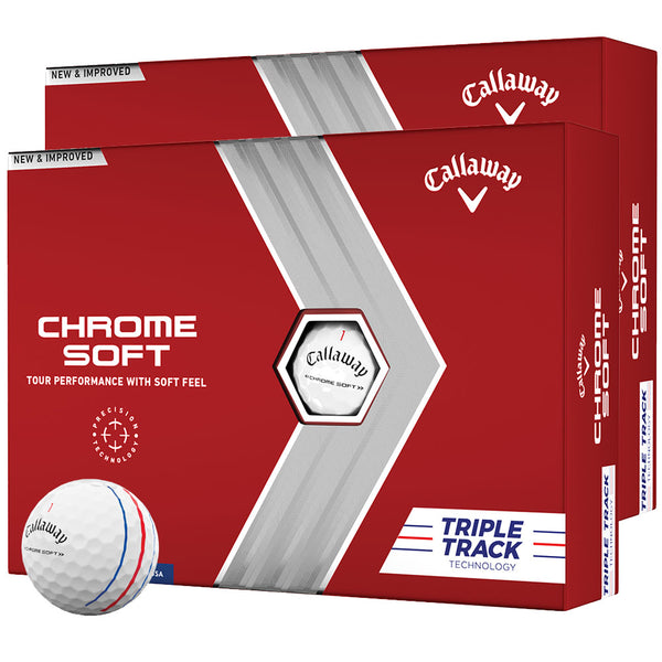 Callaway Chrome Soft Triple Track Golf Balls - White - Double Dozen