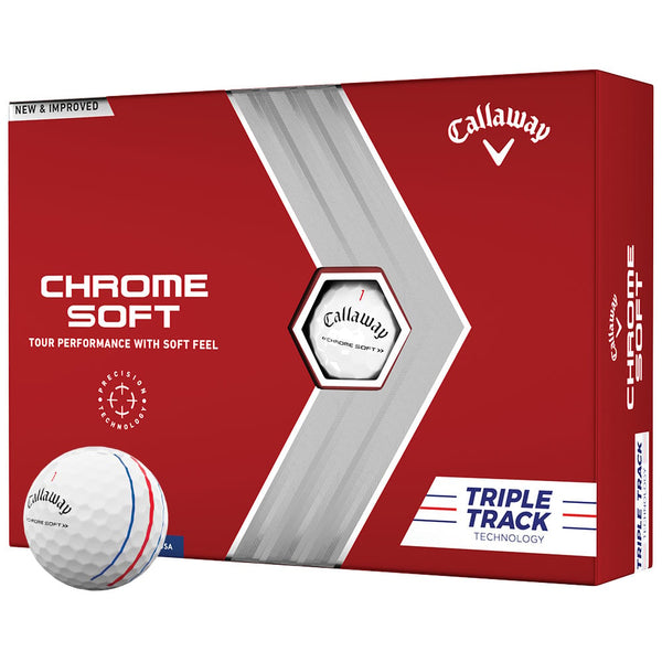 Callaway Chrome Soft Triple Track Golf Balls - White - 12 Pack