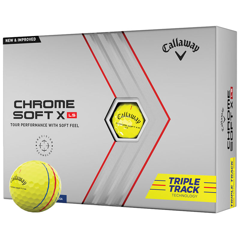 Callaway Chrome Soft X LS Triple Track Golf Balls - Yellow - 12 Pack