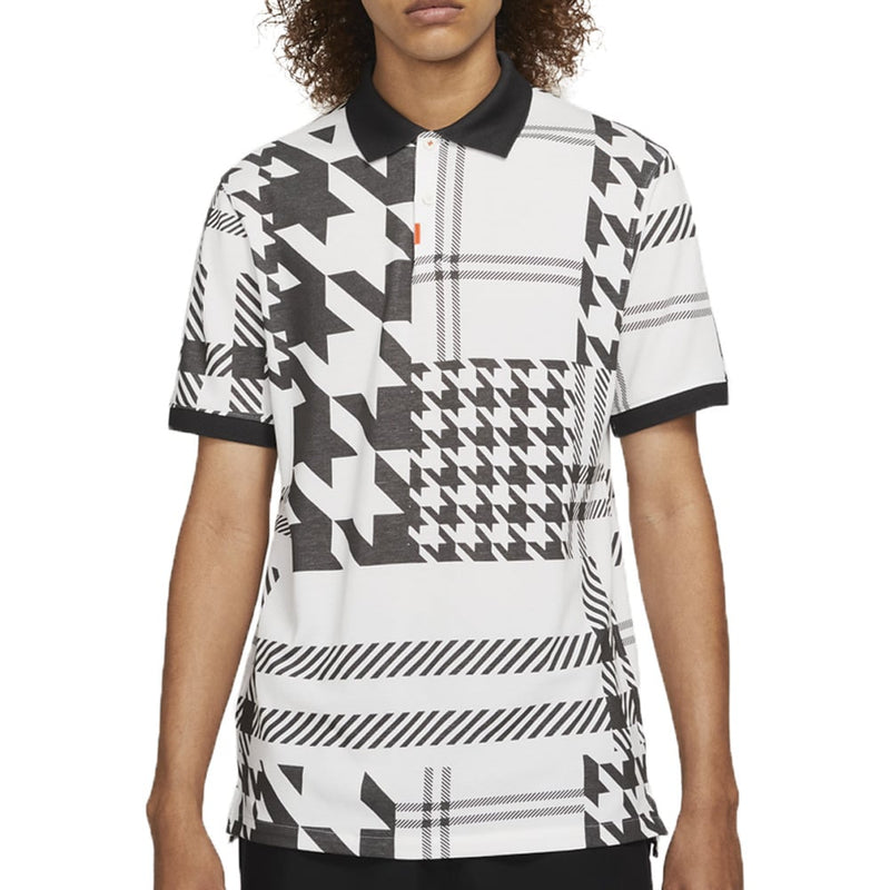 Nike Slim-Fit Checked Polo Shirt - White/Black