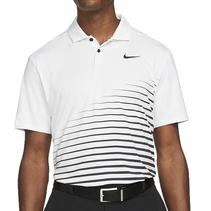 Nike Dry Vapor Stripe Graphic Polo Shirt - White/Black