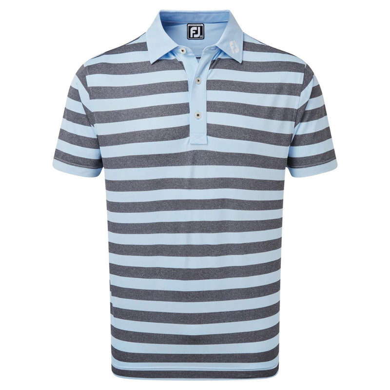 FootJoy Stretch Pique Rugby Stripe - Heather Sky/Heather Navy