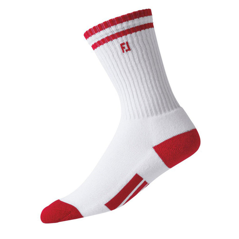 FootJoy ProDry Crew Junior Socks - White/Red