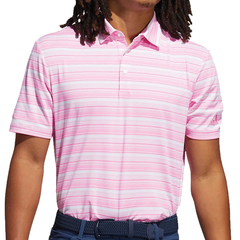 adidas Heather Snap Polo Shirt - Screaming Pink/White