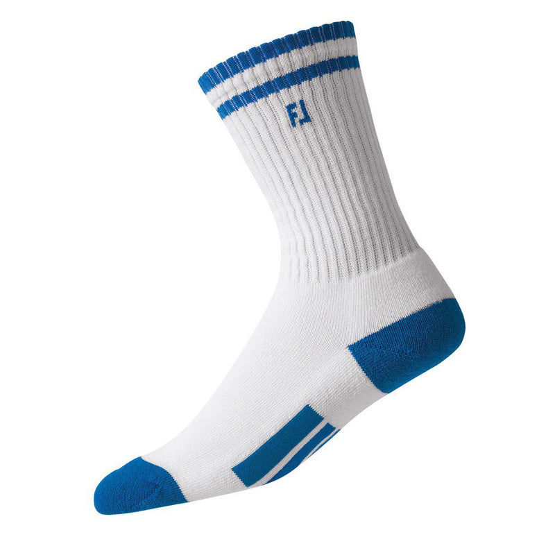 FootJoy ProDry Crew Junior Socks - White/Blue