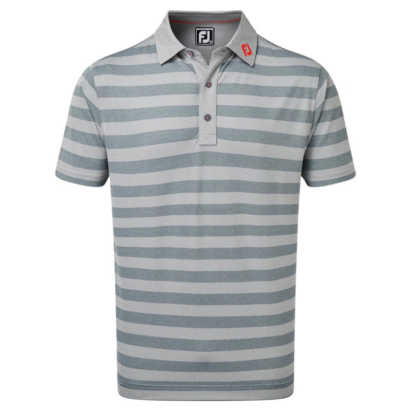 FootJoy Stretch Pique Rugby Stripe - Heather Grey/Heather Smoke