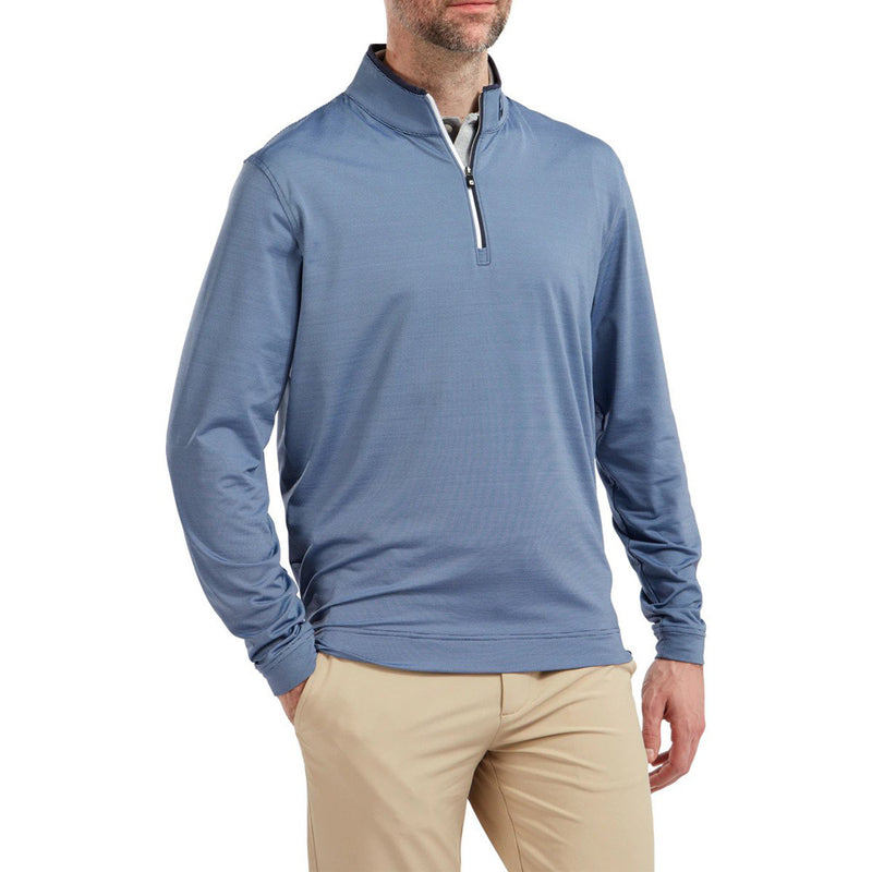 FootJoy Lightweight Microstripe Chill-Out Sweater - Navy/Lagoon