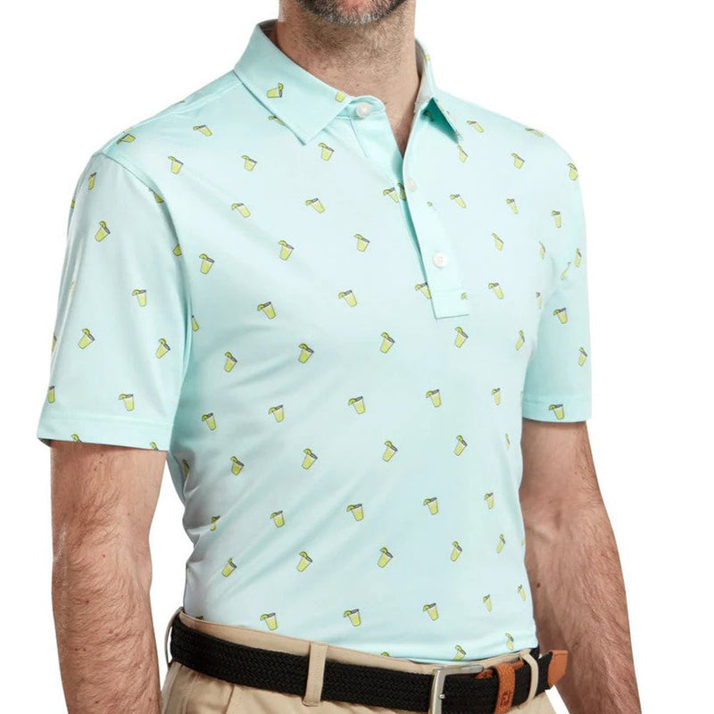 FootJoy Lisle Cocktail Print Polo Shirt - Ice Blue