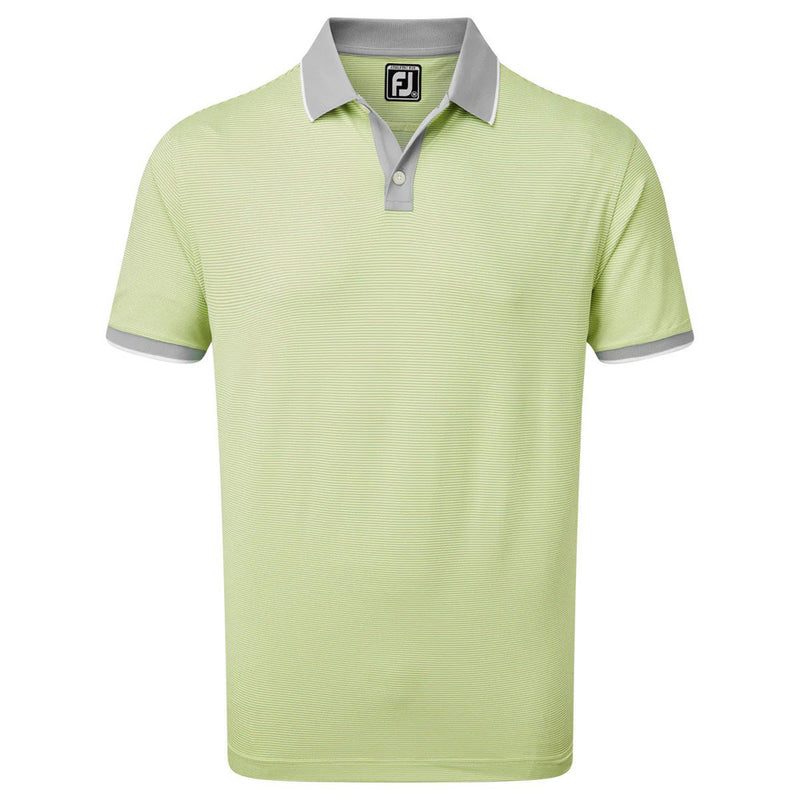 FootJoy Pique Ministripe Polo Shirt - Grey/Lime