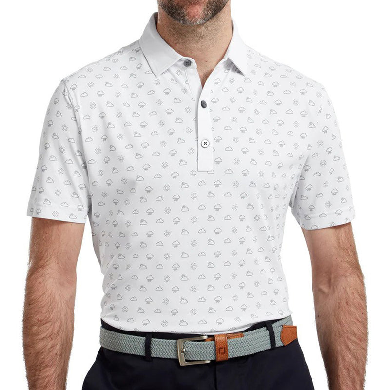 FootJoy Smooth Pique Weather Print - White