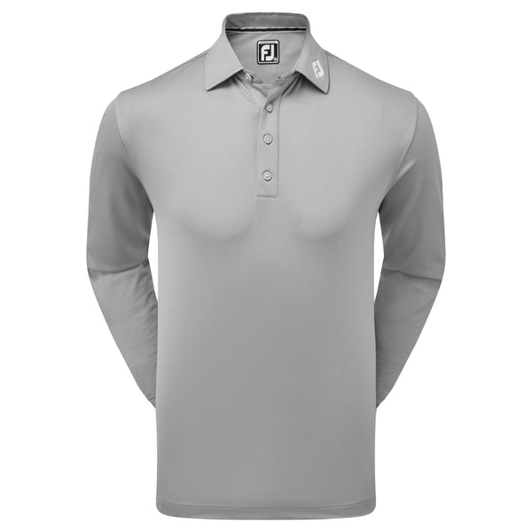 FootJoy Thermolite Long Sleeve Smooth Pique Polo Shirt - Grey