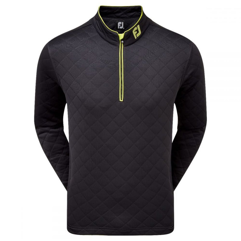 FootJoy Diamond Quilted Chill-Out Xtreme 1/4 Zip Pullover - Black/Lime