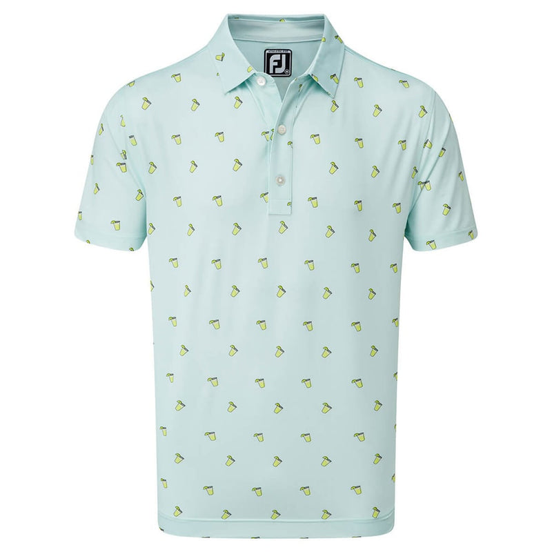 FootJoy Lisle Cocktail Print Polo Shirt - Ice Blue