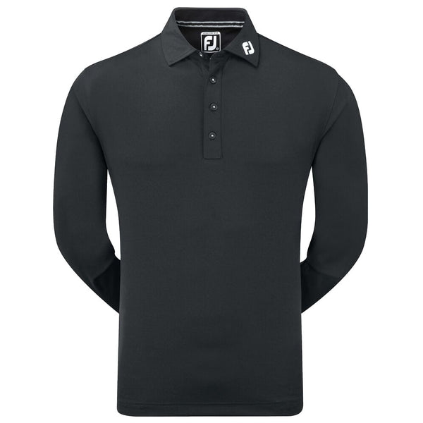 FootJoy Thermolite Long Sleeve Smooth Pique Polo Shirt - Black