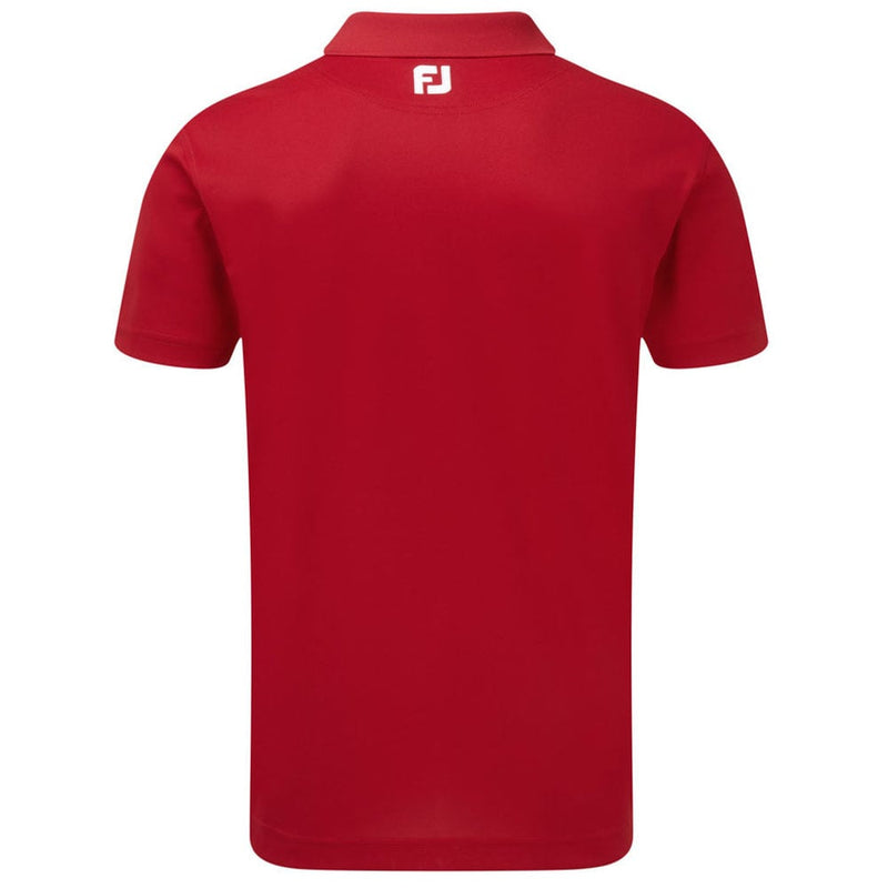 FootJoy Stretch Pique Solid Rib Knit Collar Polo Shirt - Red