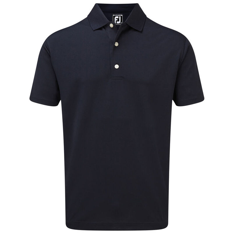 FootJoy Stretch Pique Solid Rib Knit Collar Polo Shirt - Navy