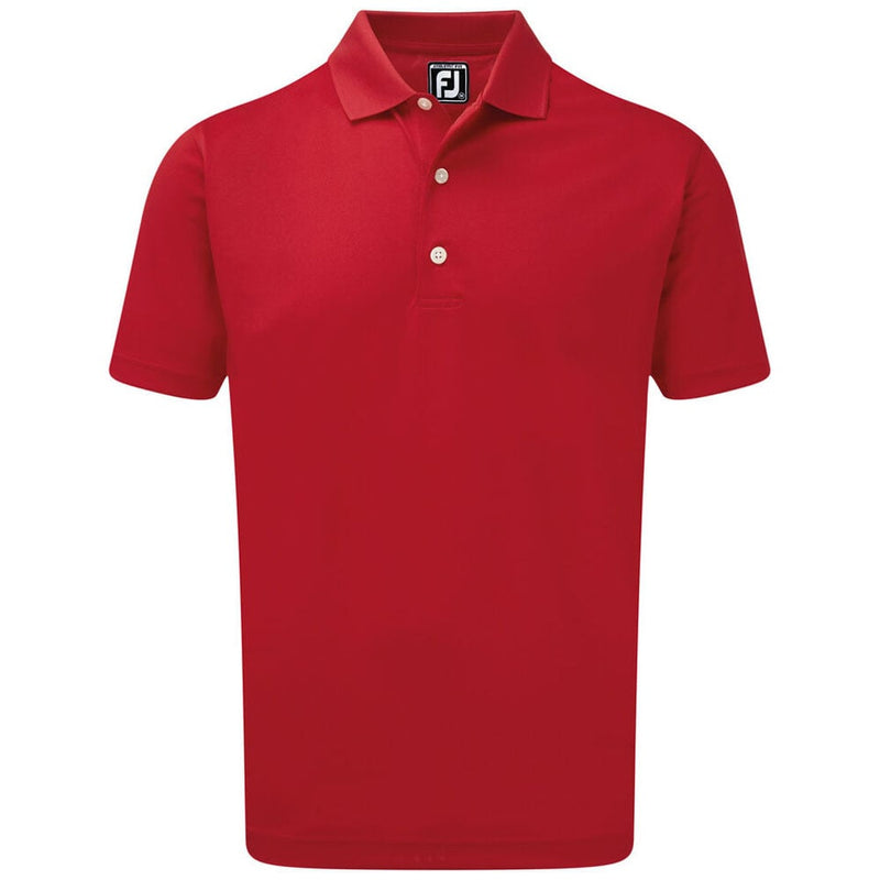 FootJoy Stretch Pique Solid Rib Knit Collar Polo Shirt - Red