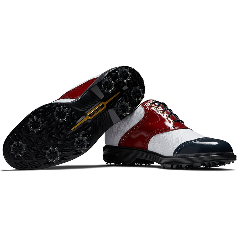 FootJoy Premiere 100 Year Celebration Limited Edition Spiked Waterproof Shoes - White/Red/Blue