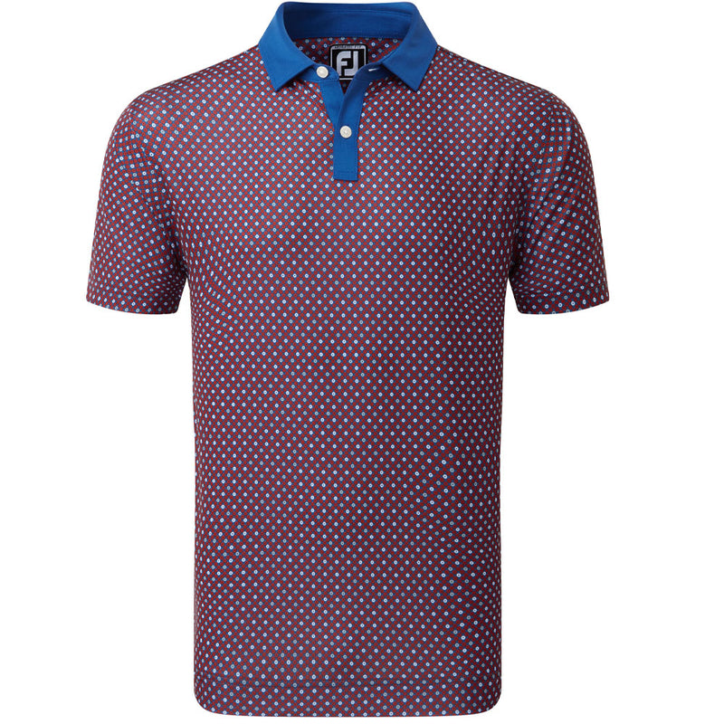 FootJoy Circle Print Polo Shirt - Twilight/Racing Red/Iron/White