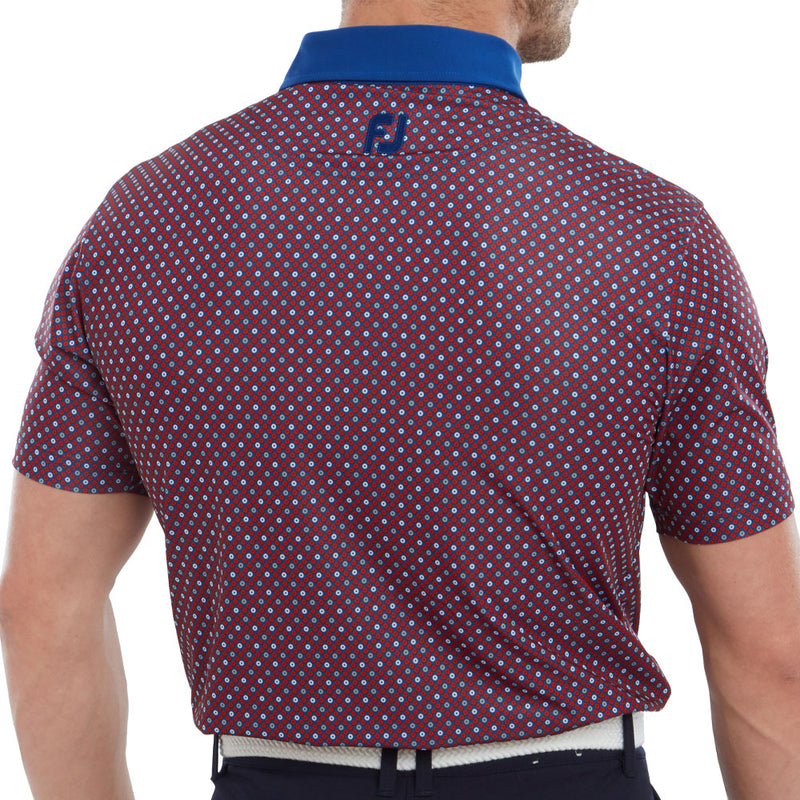 FootJoy Circle Print Polo Shirt - Twilight/Racing Red/Iron/White