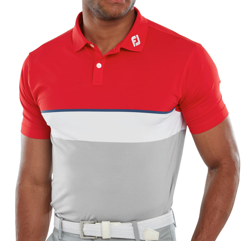 FootJoy Colour Theory Polo Shirt - Racing Red/Twilight/White/Iron