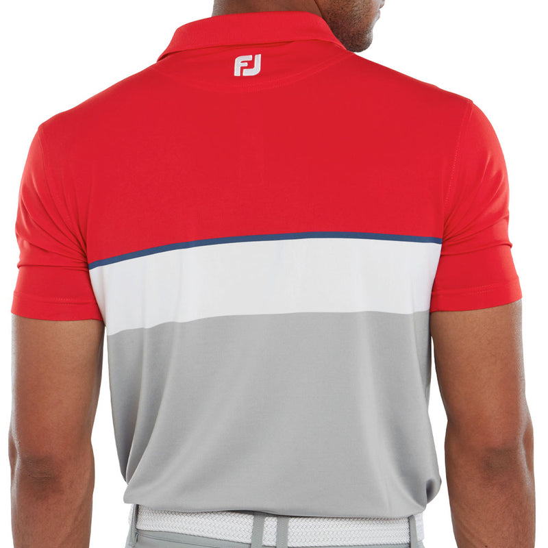 FootJoy Colour Theory Polo Shirt - Racing Red/Twilight/White/Iron