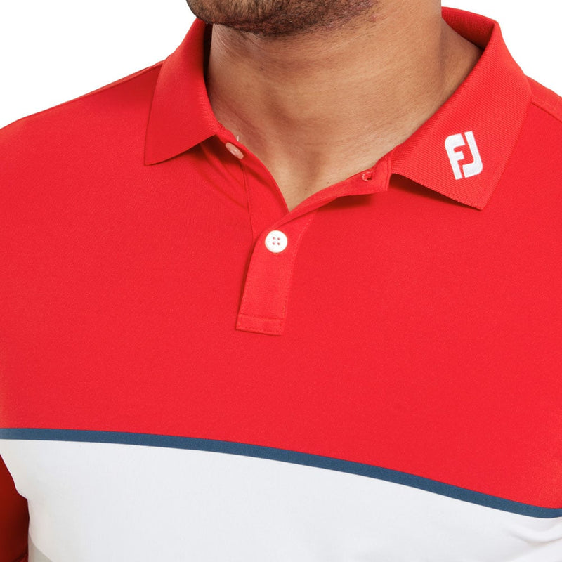 FootJoy Colour Theory Polo Shirt - Racing Red/Twilight/White/Iron