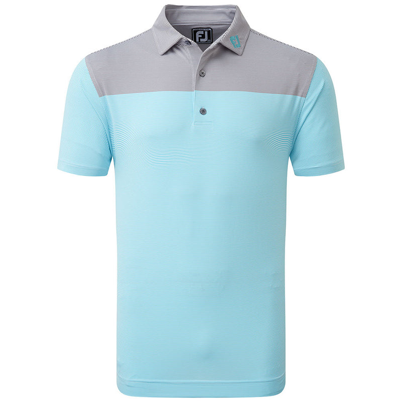 FootJoy End-On-End Block Polo Shirt - White/Maui Blue/Lava