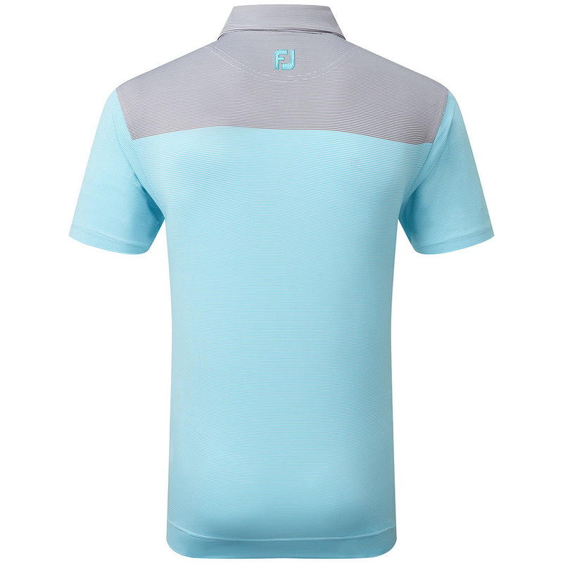 FootJoy End-On-End Block Polo Shirt - White/Maui Blue/Lava